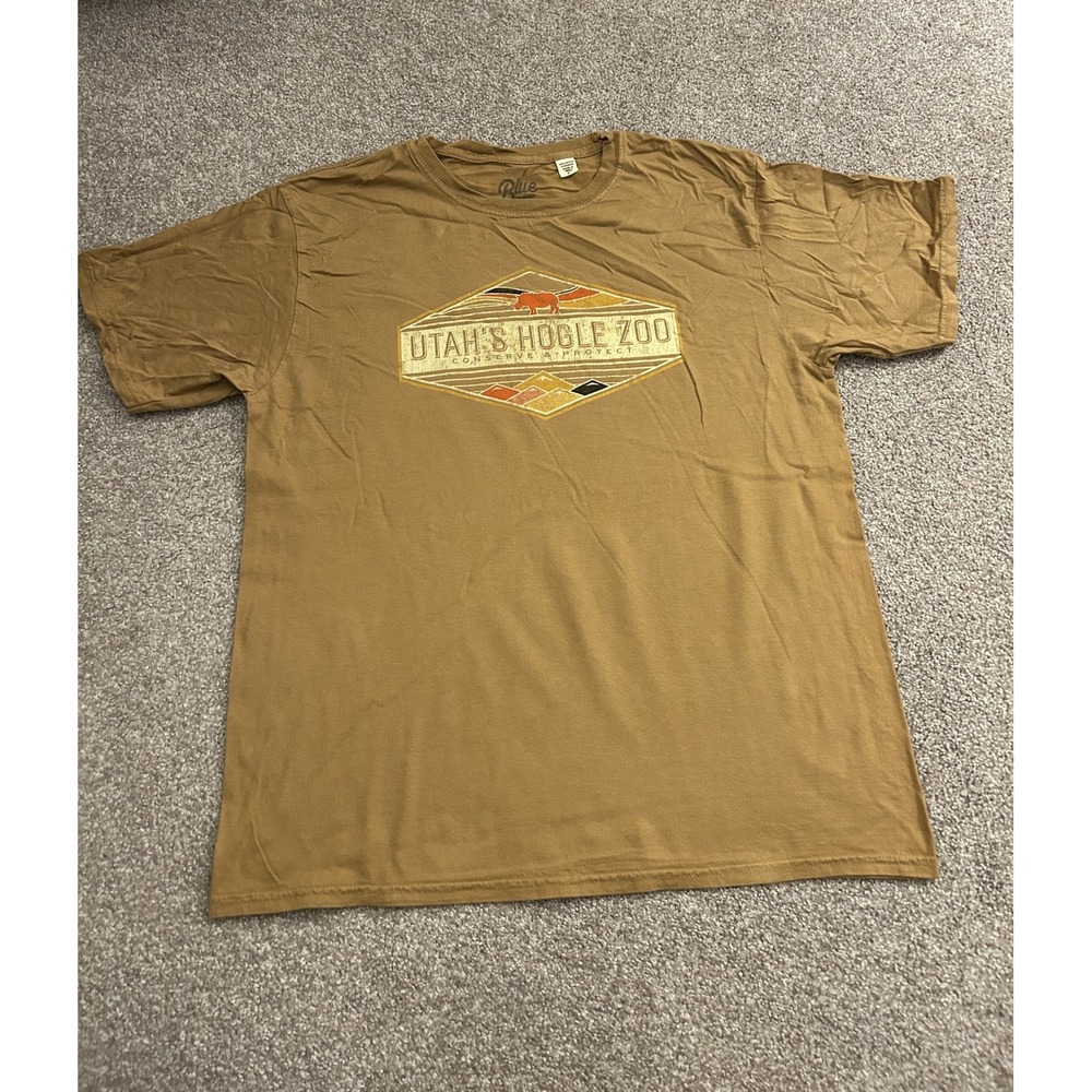 Blue 84 Utahs Hogle Zoo T-Shirt Mens Small Brown Excellent Graphic Tee Cotton